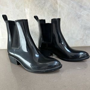 Jeffrey Campbell Havana Shiny Black Short Rain Ankle Boots Size 11